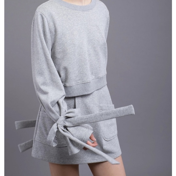 Anthropologie Tops - J.O.A. French Terry Tie Sleeve Crop Top Sweatshirt